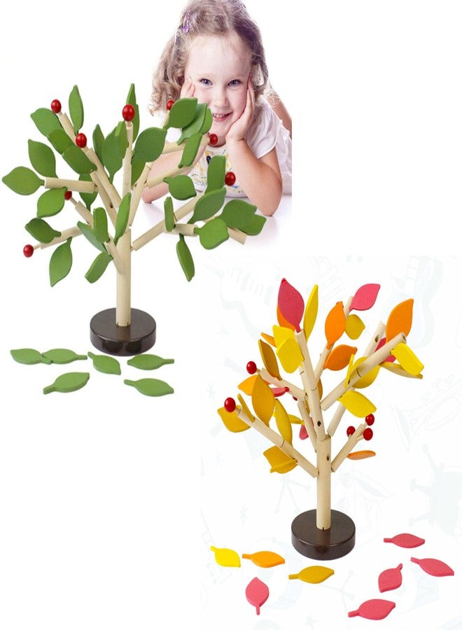 Carykon Green+Yellow Early Childhood Building Blocks Wooden Assembling Tree Combination Boys and Girls DIY Disassembly Puzzles Educational Toys Home Office Decoration - Image 1